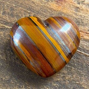 Tiger’s eye gemstone, carved crystal puffy heart